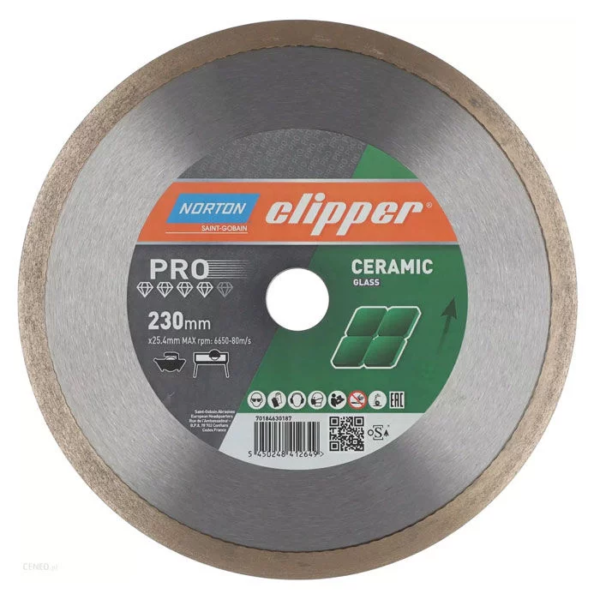 Disque diamant PRO CERAMIC Glass Ø230 x 25,4 mm NORTON CLIPPER