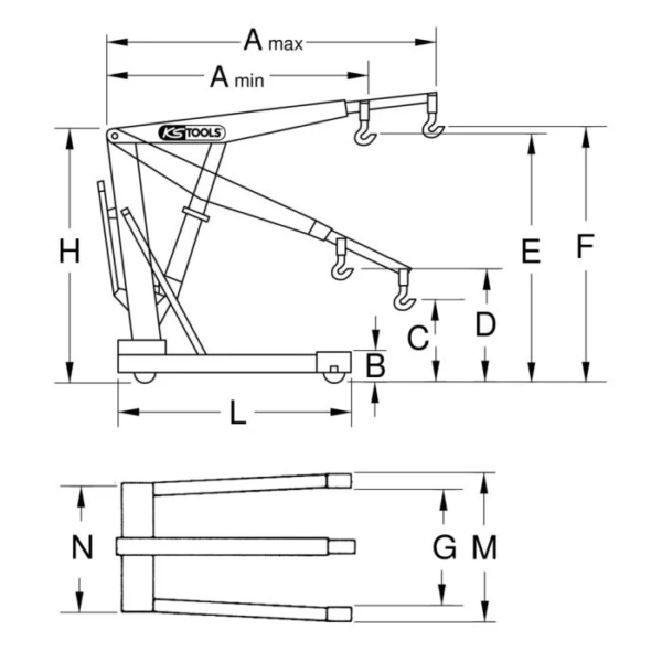 Grue d'atelier mobile pliante 2 T