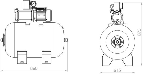 Groupe de surpression 80 Litres pompe 1,1 kW 230V